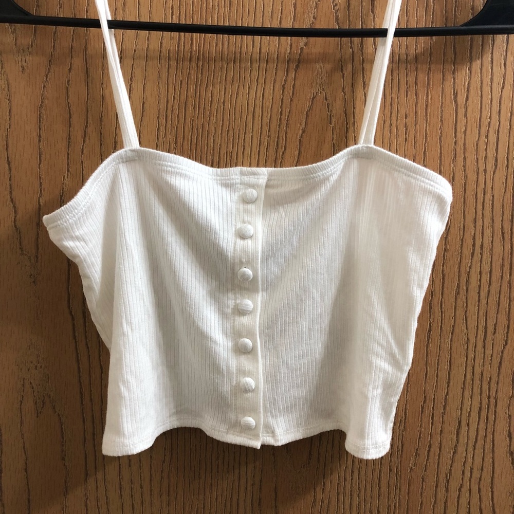 White button up crop top